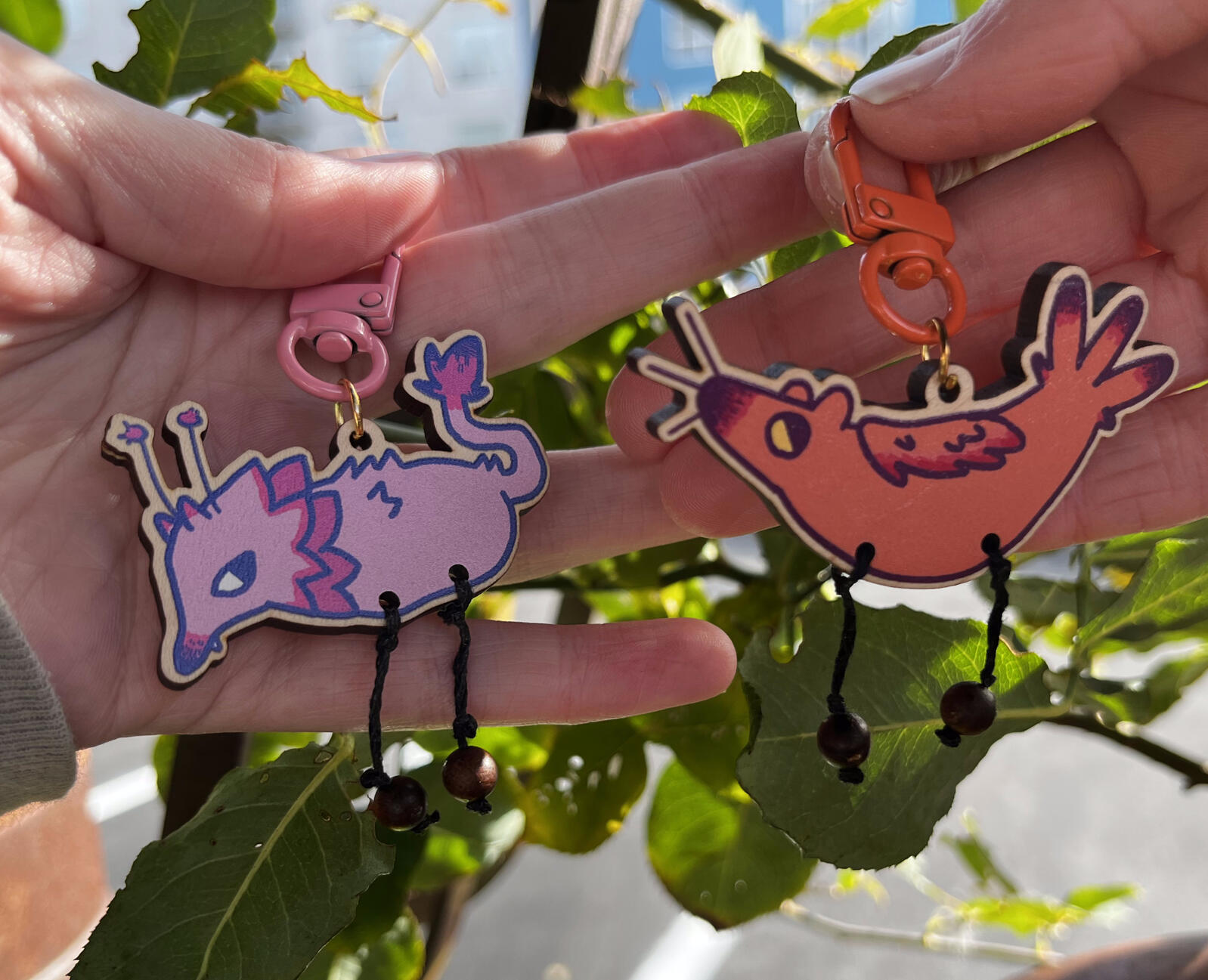 Dangly Creatures! Wooden Charms with swinging legs